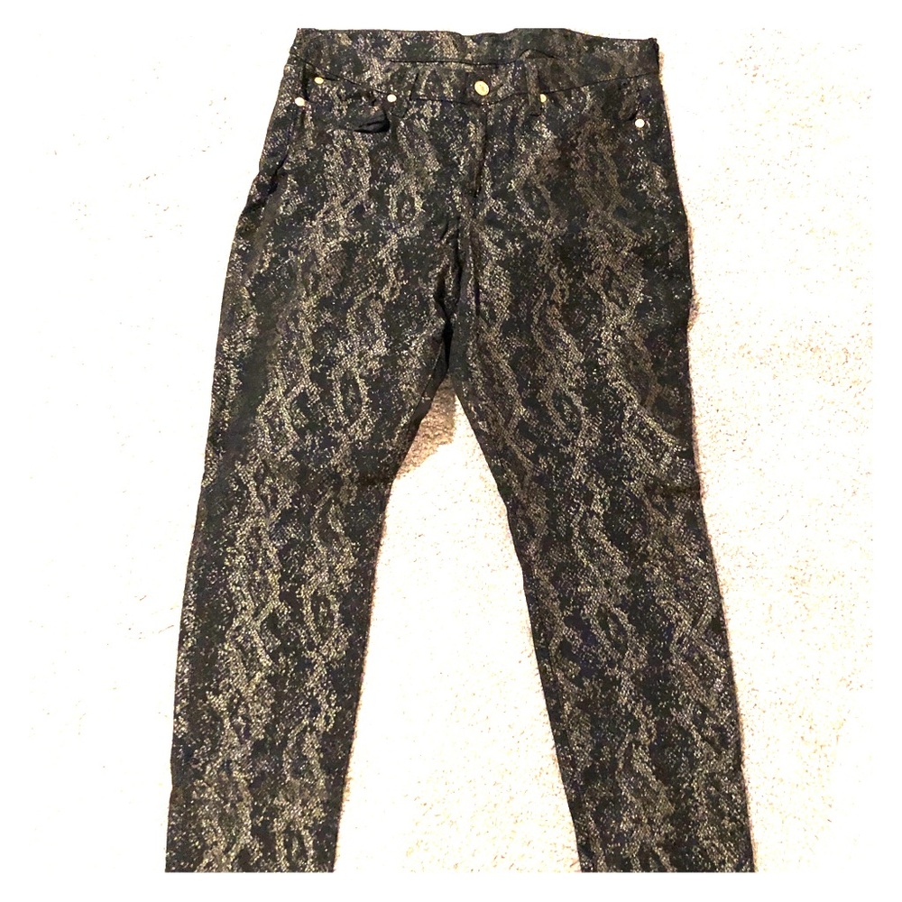 7 for all mankind metallic snakeskin skinny jeans